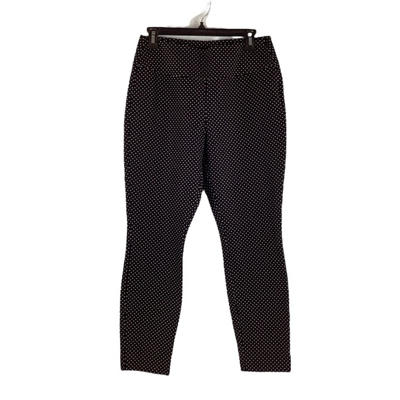 Cabi Polka Dot Black Slim Cropped Pants Size 6 Stretch Ankle Trousers - Picture 1 of 6